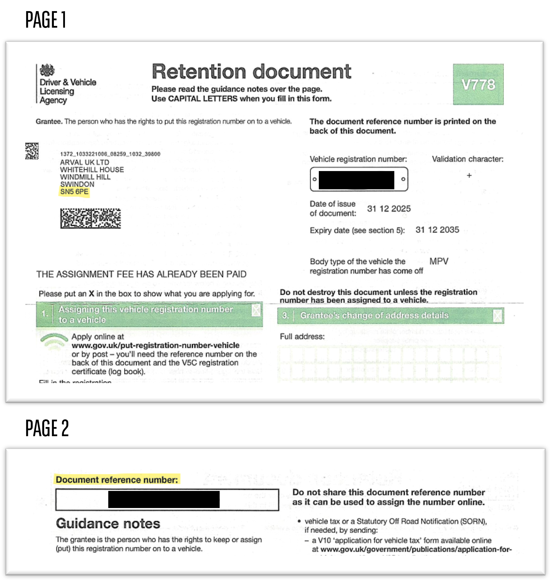 Retention certificate illustration